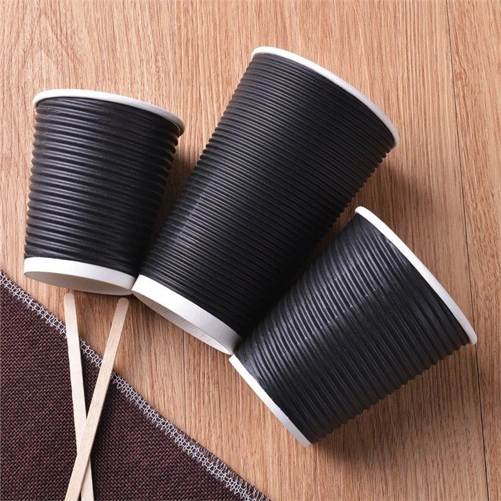 black ripple disposable paper cups