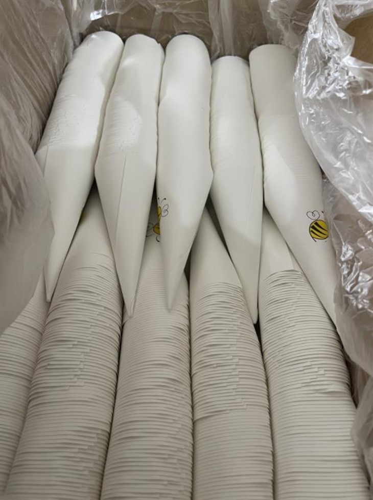 packing of white cone sleeves